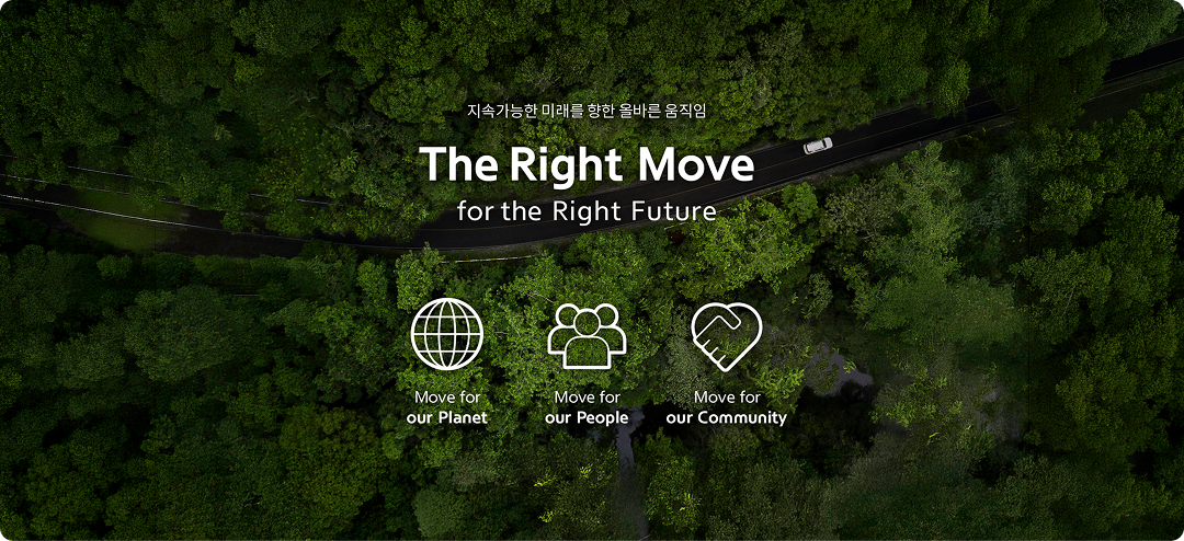 지속가능한 미래를 향한 올바른 움직임 The Right Move for the Right Future -Move for our planet -Move for our People -Move for our Community